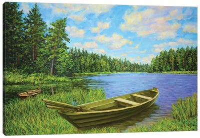 Landscape With A Boat Canvas Art Print - Iryna Kastsova
