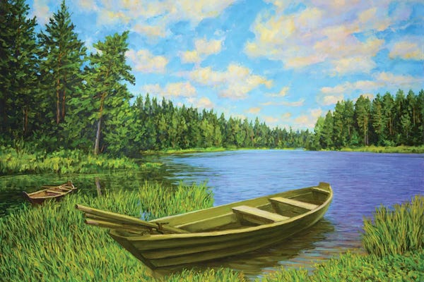 Iryna Kastsova: Landscape With A Boat by Iryna Kastsova