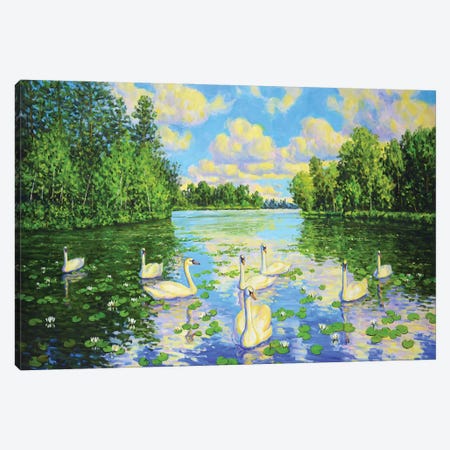 Lake Swans III Canvas Print #IYK551} by Iryna Kastsova Canvas Print