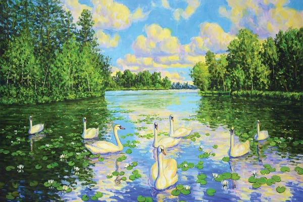 Iryna Kastsova: Lake Swans III by Iryna Kastsova