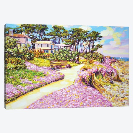 Sunny California Pink Flowers Canvas Print #IYK560} by Iryna Kastsova Canvas Artwork