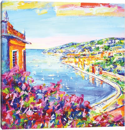 Nice Azure Coast Canvas Art Print - Coastal Village & Town Art