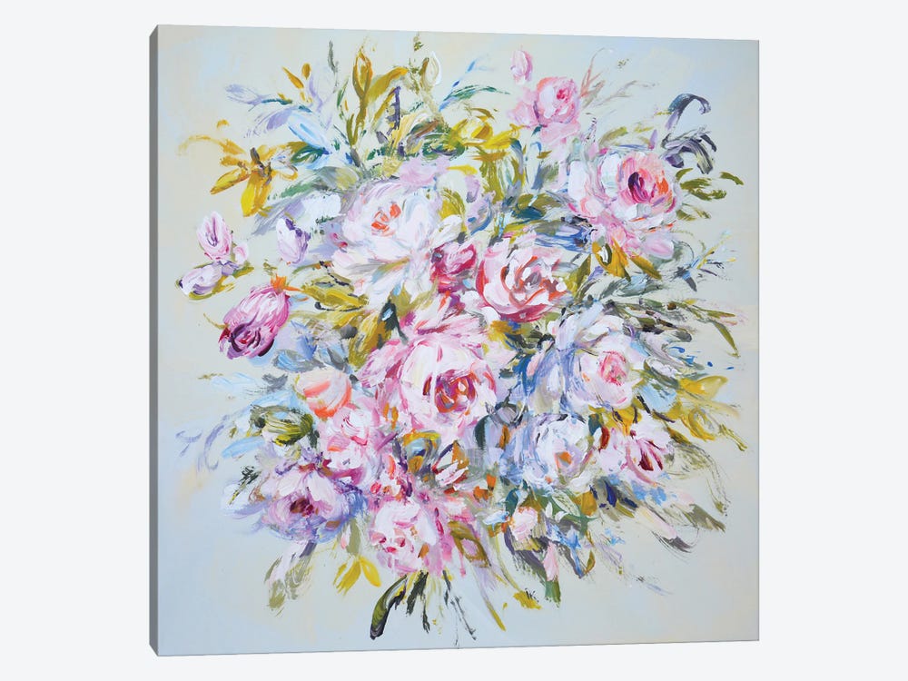Roses Delicate Bouquet by Iryna Kastsova 1-piece Canvas Wall Art