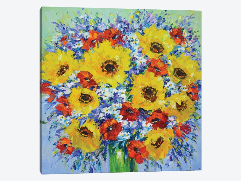 Poppies And Sunflowers by Iryna Kastsova 1-piece Canvas Art