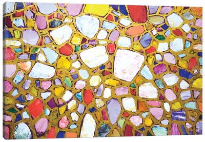Stones In Gold III Canvas Art Print - Gold & Pink Art