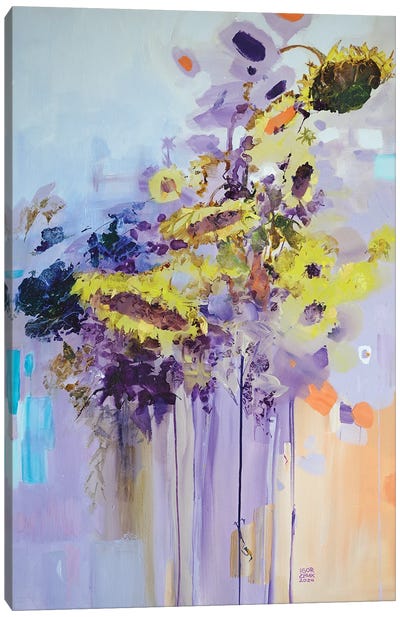Sunflowers Canvas Art Print - Purple Art
