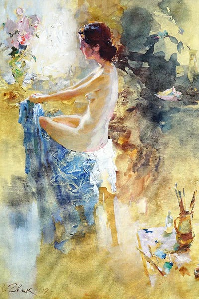 Igor Zhuk: Nude Model In The Artist Studio by Igor Zhuk