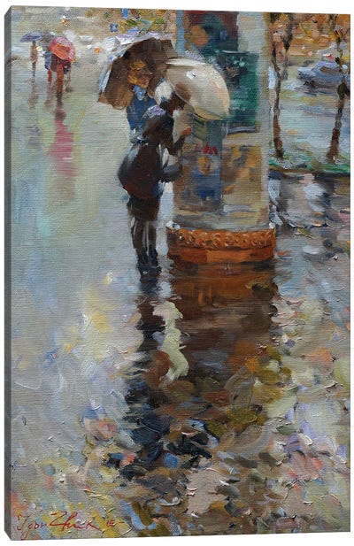 Rain In Kyiv Canvas Art Print - Ukraine Art