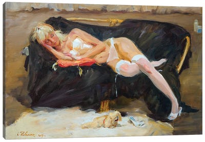 Sleeping Woman Canvas Art Print - Sleeping & Napping Art