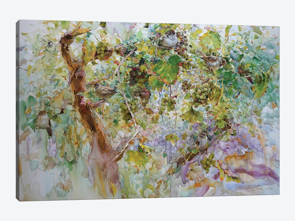 Sparrows And Grapes by Igor Zhuk 1-piece Canvas Art
