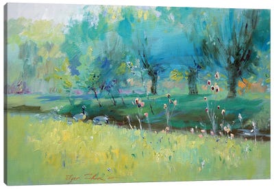 Wild Geese Canvas Art Print - Pastel Impressionism