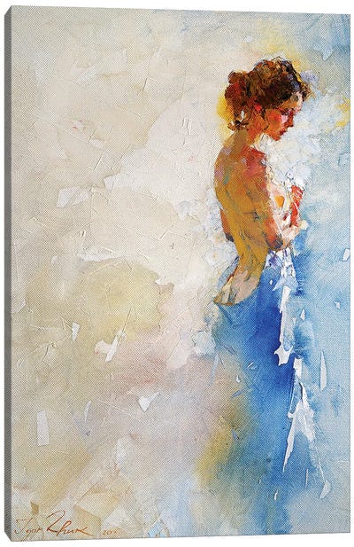In The Bathroom Canvas Art Print - Current Day Impressionism Art