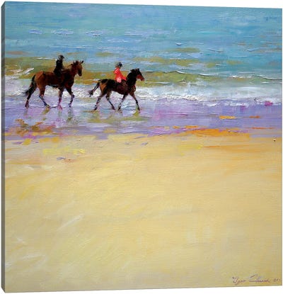 Ride At Beach Canvas Art Print - Pastel Impressionism