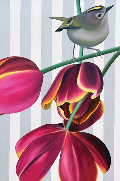 Ildze Ose: Goldcrest And Flying Dragon by Ildze Ose