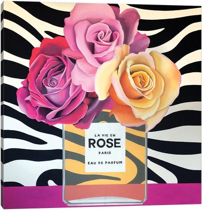 La Vie En Rose Canvas Art Print - Zebra Art