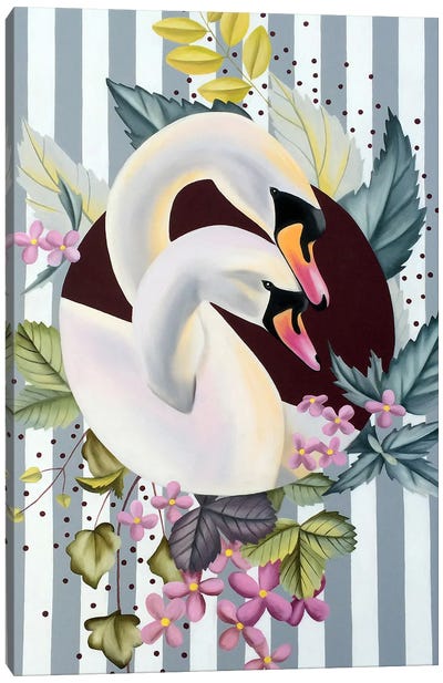 Love Birds Canvas Art Print - Stripe Patterns