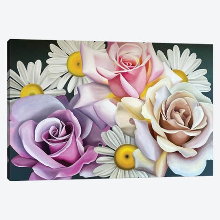 Roses And Daisies Canvas Print #IZO29} by Ildze Ose Canvas Wall Art