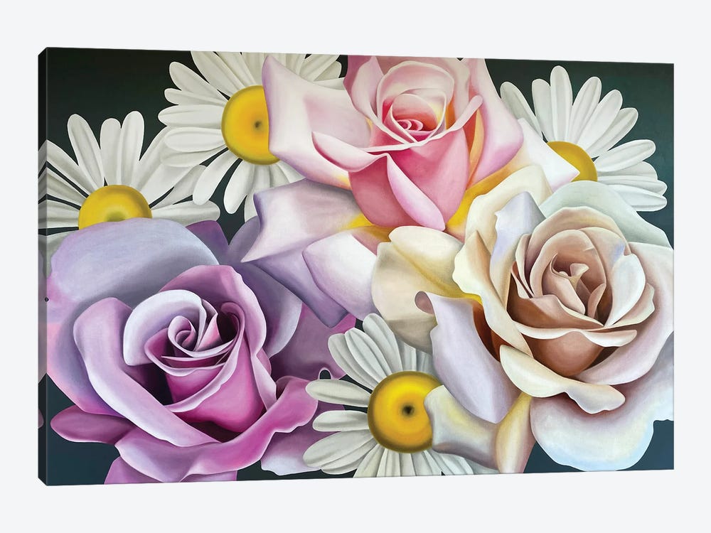 Roses And Daisies by Ildze Ose 1-piece Art Print