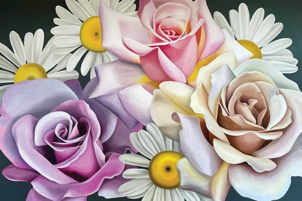 Ildze Ose: Roses And Daisies by Ildze Ose