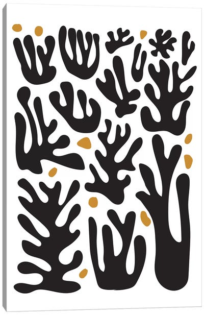 Coral Black Canvas Art Print - Coral Art