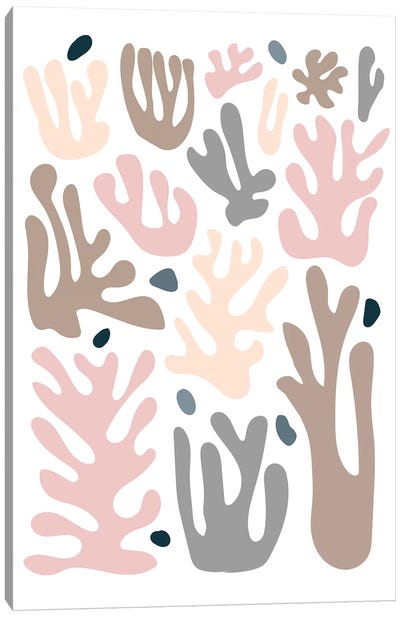 Coral In Pastel Canvas Art Print - The Cut Outs Collection