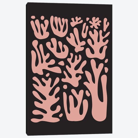 Coral Pink On Black Canvas Print #IZP6} by Izabela Pichotka Art Print