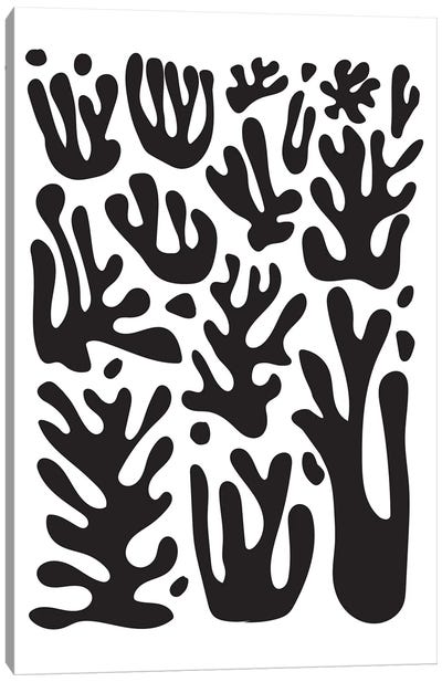 Coral Posters Wide II Canvas Art Print - Black & White Minimalist Décor