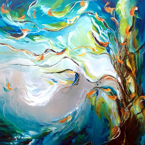 Teal Abstract Art: Breeze by J.A Art