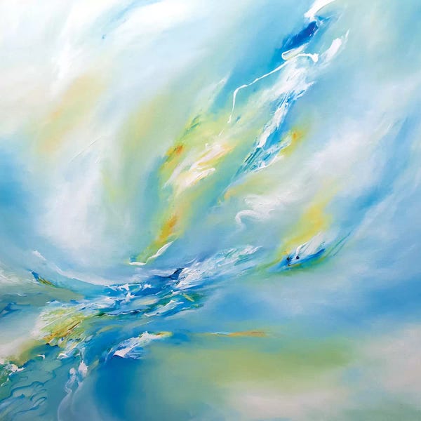 Large Modern Art - Canvas Prints: Blue Flush by J.A Art