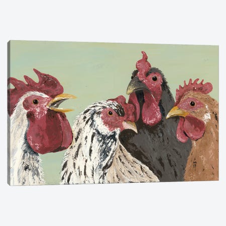 Four Roosters Canvas Print #JAD138} by Jade Reynolds Canvas Art