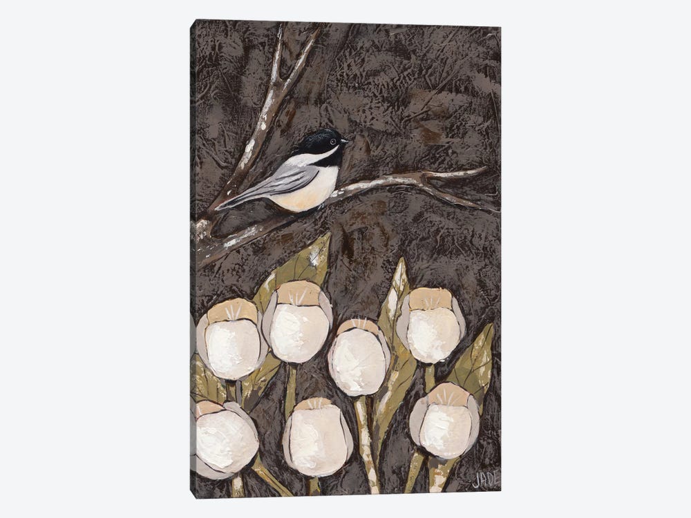 Chickadee & Tulips I by Jade Reynolds 1-piece Canvas Art