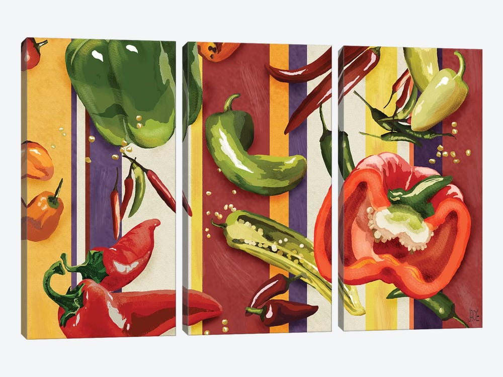 Sarape Peppers II by Jade Reynolds 3-piece Canvas Art Print