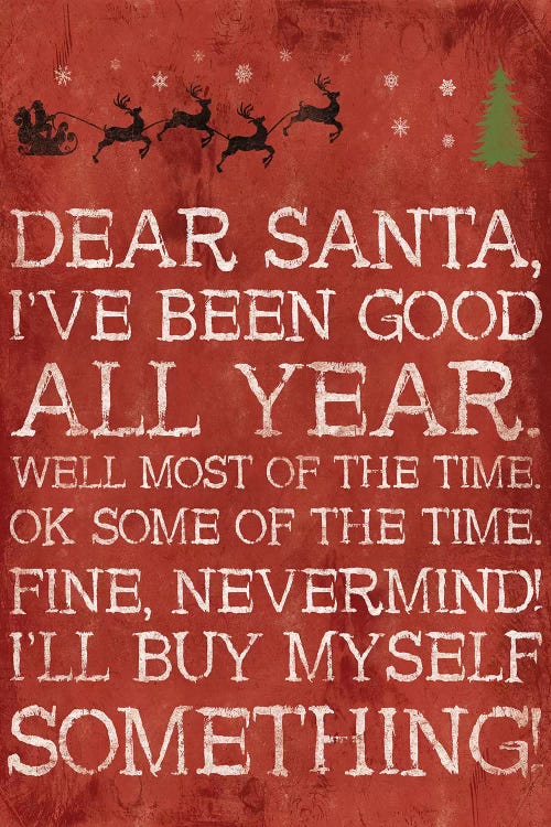 Dear Santa Nevermind Red by Jace Grey wall art