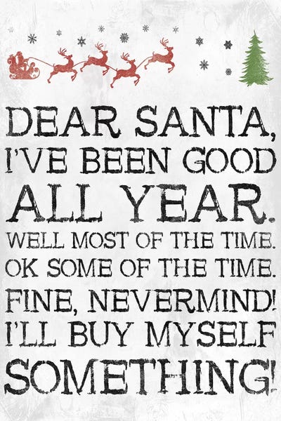 Dear Santa Nevermind White by Jace Grey canvas print