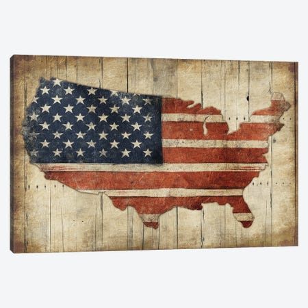 USA Flag Wood Canvas Print #JAG4} by Jace Grey Canvas Art