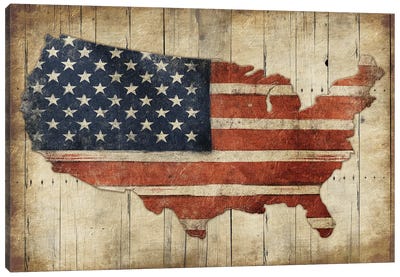 USA Flag Wood Canvas Art Print