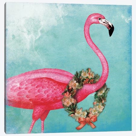 Christmas Flamingo Canvas Print #JAG8} by Jace Grey Canvas Print