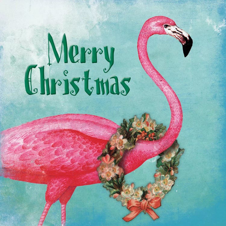 Christmas Flamingo Text by Jace Grey wall art