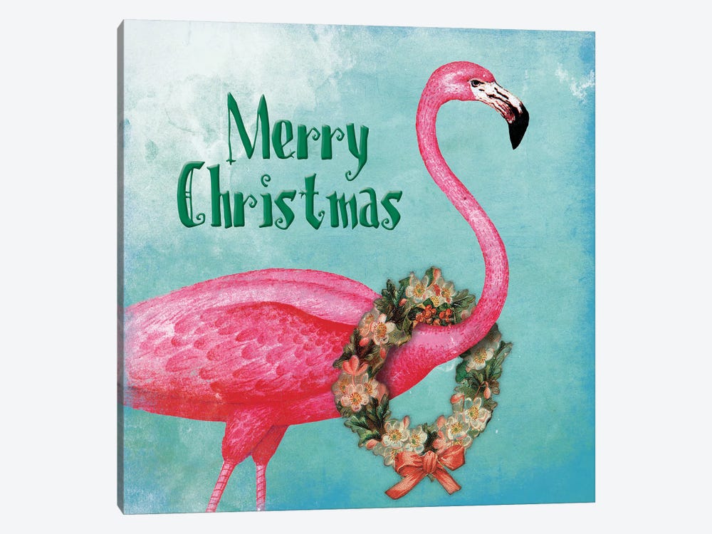 Christmas Flamingo Text by Jace Grey 1-piece Art Print