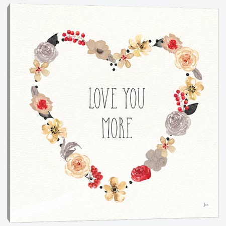 Love You More I Neutral Canvas Print #JAI5} by Jess Aiken Canvas Art