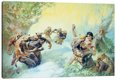 Tarzan® and the Leopard Men Canvas Art Print - Tarzan