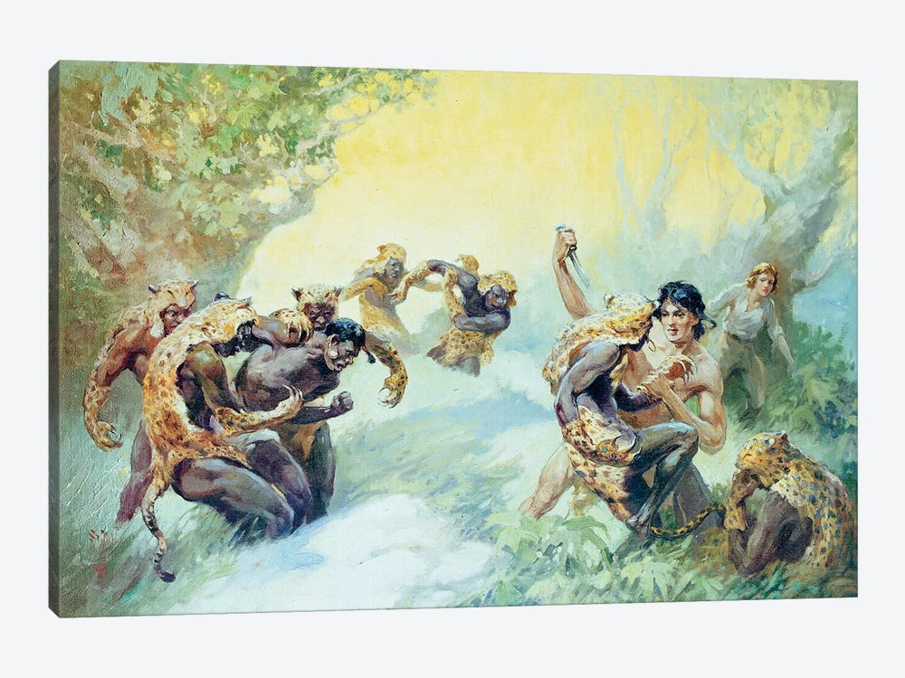 Tarzan® and the Leopard Men by J. Allen St. John 1-piece Canvas Print