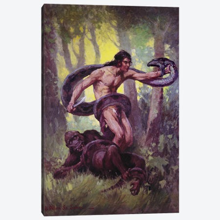 Tarzan®, Lord of the Jungle® Canvas Print #JAJ9} by J. Allen St. John Canvas Wall Art