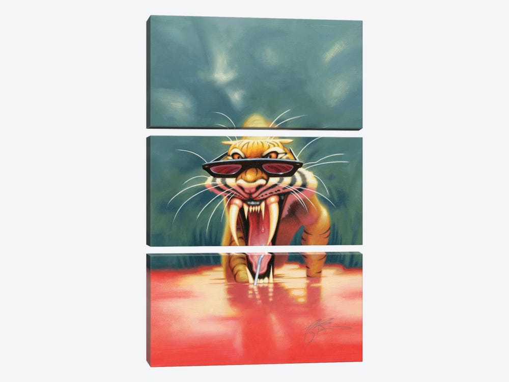 Thirsty Tiger by James Bennett 3-piece Art Print