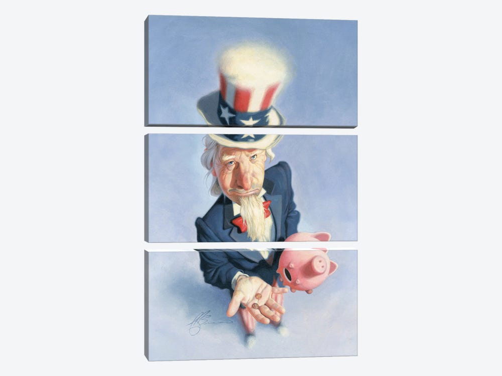 Poor Uncle Sam by James Bennett 3-piece Canvas Wall Art