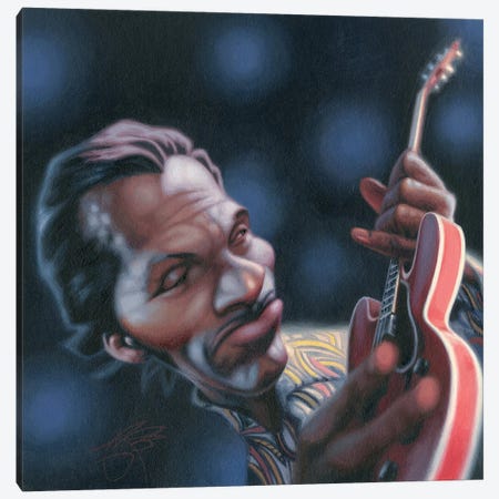 Chuck Berry Canvas Print #JAM29} by James Bennett Canvas Artwork