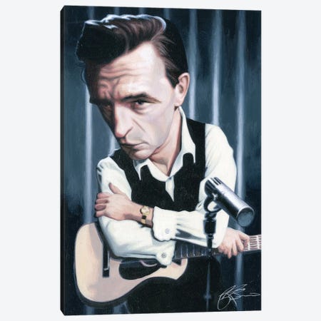 Johnny Cash Canvas Print #JAM5} by James Bennett Canvas Wall Art