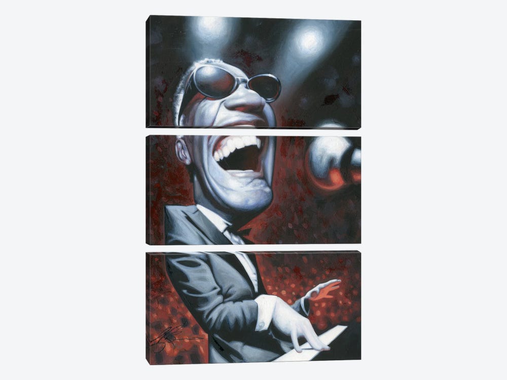Ray Charles by James Bennett 3-piece Canvas Art
