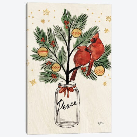 Christmas Lovebirds XIII Canvas Print #JAP104} by Janelle Penner Canvas Artwork