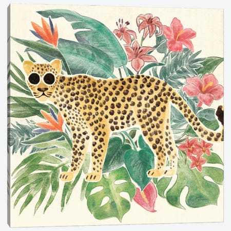 Jungle Vibes Jaguar Canvas Print #JAP185} by Janelle Penner Canvas Wall Art